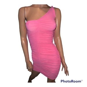 Rumor size 6 New With Tags one shouldered pink polyester dress